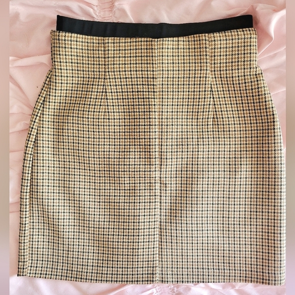 Zara Tan Houndstooth Skirt